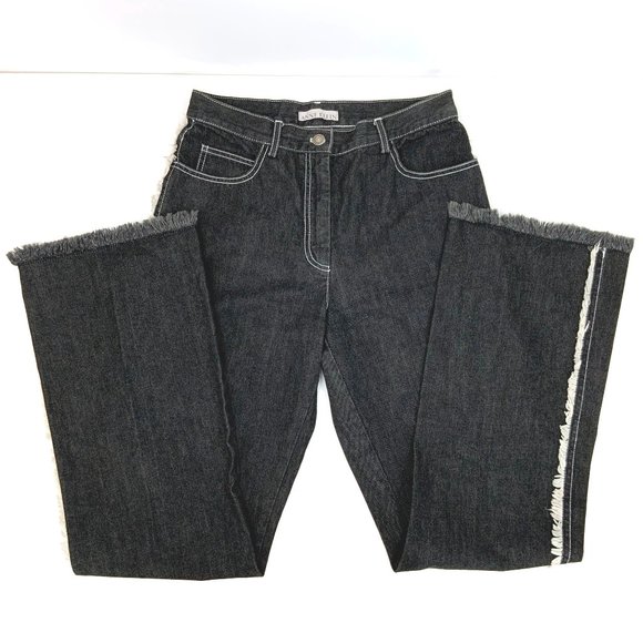 Vintage Anne Kleine Y2K Black Frayed Cotton Jeans Grunge Goth Size 8 - 6 - Picture 11 of 16